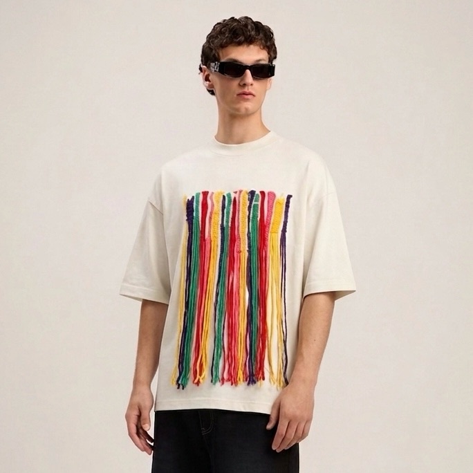 Palm Angels X Missoni Fringe Oversized T-Shirt Size Medium Art To Wear Festival